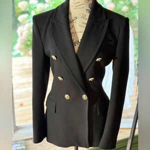 Elegant Black Double-Breasted Women's Blazer
